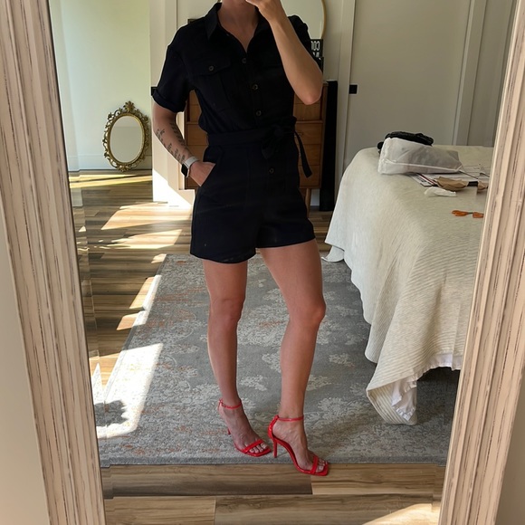 Greylin x Anthropologie Navy Blue Collared Button Up Delton Romper NWT size XS - Picture 3 of 10